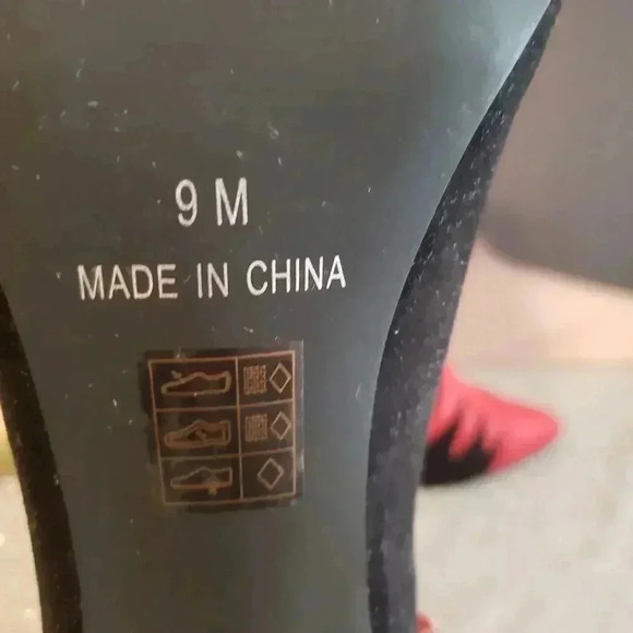 Ashro Red and Black Zig Zag Greccia Bootie Boots - Picture 7 of 9